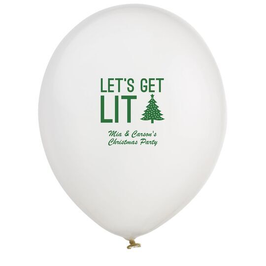 Let's Get Lit Christmas Tree Latex Balloons